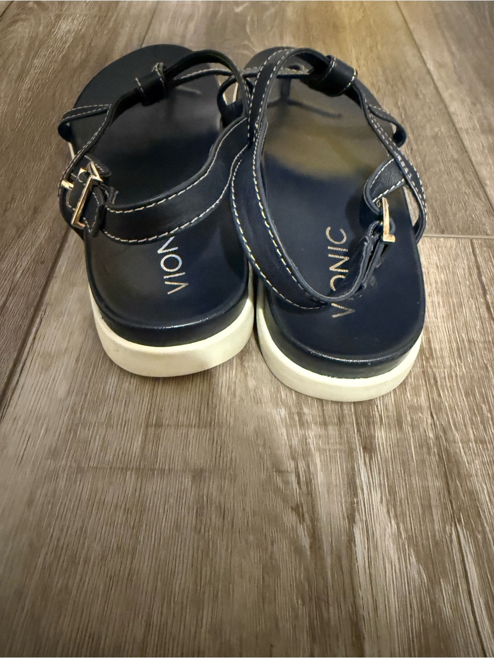 Vionic Navy Sandals with Gold Buckle - Picture 3 of 6